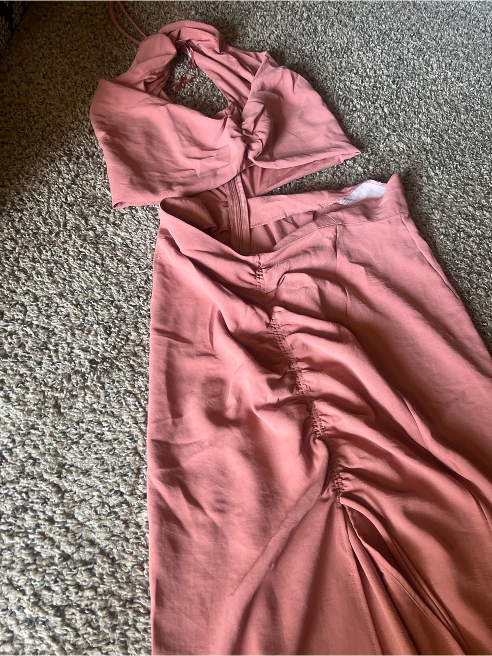 Zara Dusty Rose Ruched Maxi Skirt
